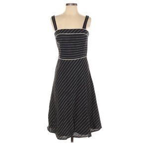 LOFT shoulder strap midi dress, pinstripes, size 2